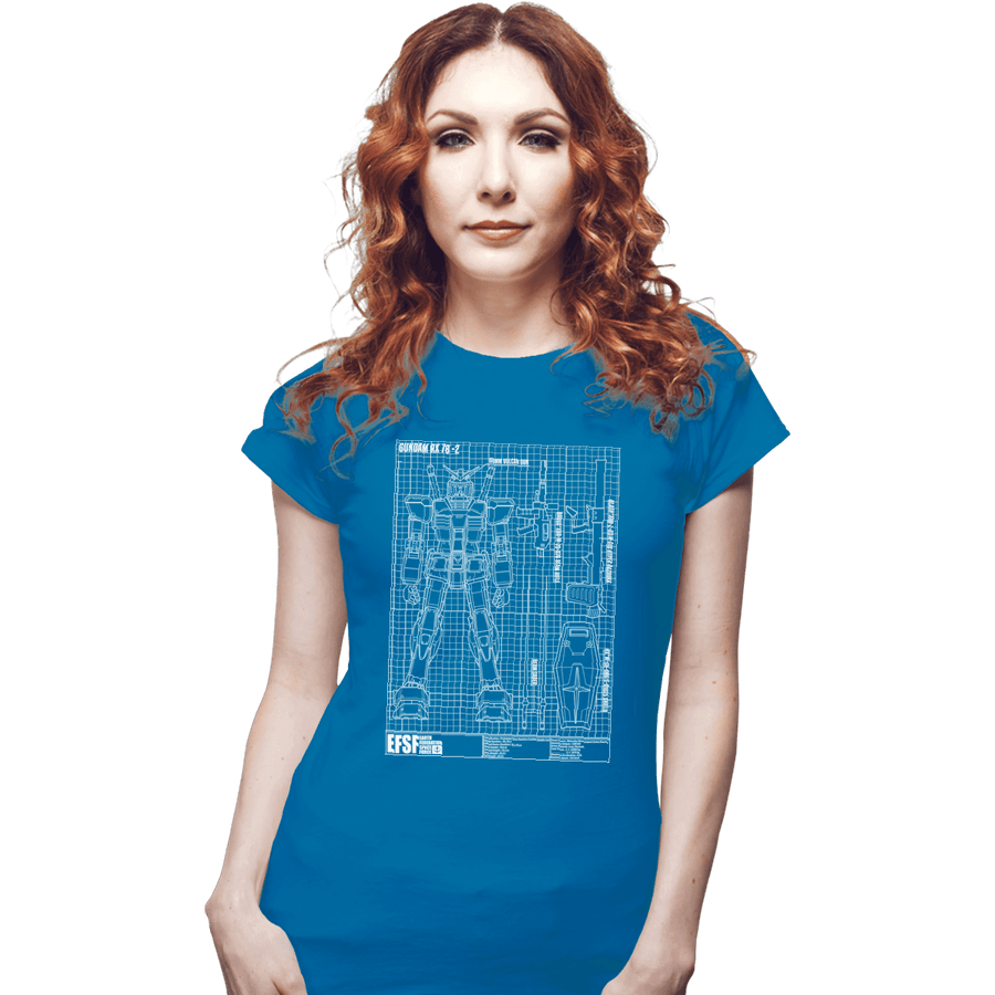 Shirts Fitted Shirts, Woman / Small / Sapphire RX-78-2 Blueprint