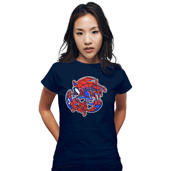Daily_Deal_Shirts Fitted Shirts, Woman / Small / Navy Spider-Hog Adventure