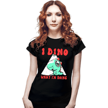 Load image into Gallery viewer, Shirts Fitted Shirts, Woman / Small / Black Confused Dino
