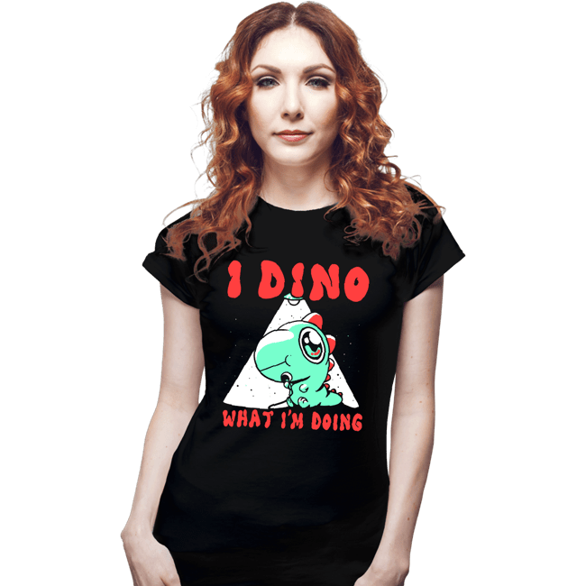 Shirts Fitted Shirts, Woman / Small / Black Confused Dino