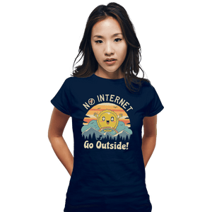 Shirts Fitted Shirts, Woman / Small / Navy No Internet! Go Outside!