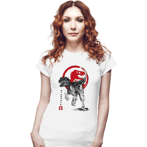 Secret_Shirts Fitted Shirts, Woman / Small / White Velociraptor Sumi-E