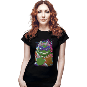 Daily_Deal_Shirts Fitted Shirts, Woman / Small / Black Glitch Donatello