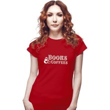Load image into Gallery viewer, Secret_Shirts Fitted Shirts, Woman / Small / Red Books &amp; Coffee
