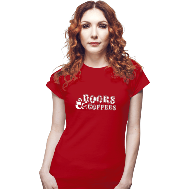 Secret_Shirts Fitted Shirts, Woman / Small / Red Books & Coffee