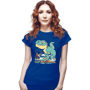 Shirts Fitted Shirts, Woman / Small / Royal Blue T Rex Surprise
