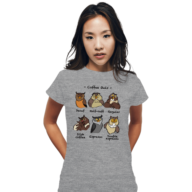 Daily_Deal_Shirts Fitted Shirts, Woman / Small / Sports Grey Coffee Owls