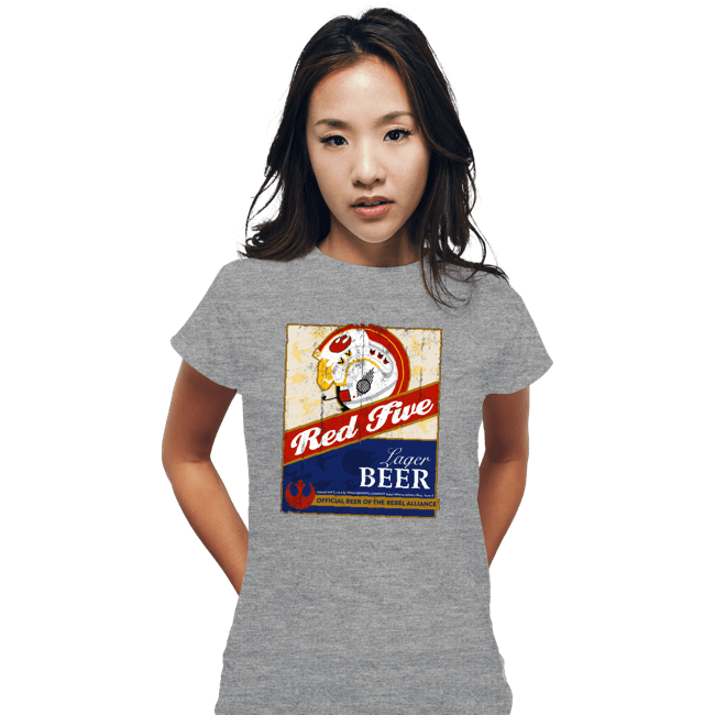 Daily_Deal_Shirts Fitted Shirts, Woman / Small / Sports Grey Red Five Beer