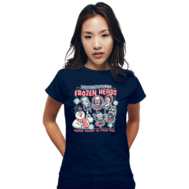Daily_Deal_Shirts Fitted Shirts, Woman / Small / Navy Frozen Heads