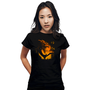 Daily_Deal_Shirts Fitted Shirts, Woman / Small / Black Rodan Kaiju