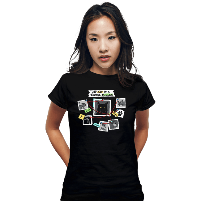 Daily_Deal_Shirts Fitted Shirts, Woman / Small / Black Cat Killer