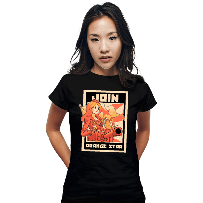Shirts Fitted Shirts, Woman / Small / Black Orange Star Army