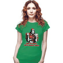 Load image into Gallery viewer, Shirts Fitted Shirts, Woman / Small / Irish Green Why Santa Why
