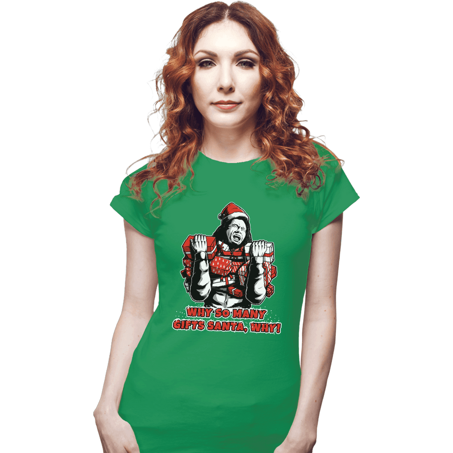 Shirts Fitted Shirts, Woman / Small / Irish Green Why Santa Why