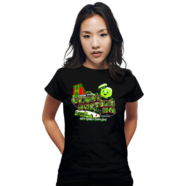 Secret_Shirts Fitted Shirts, Woman / Small / Black Greetings From Ghost HQ