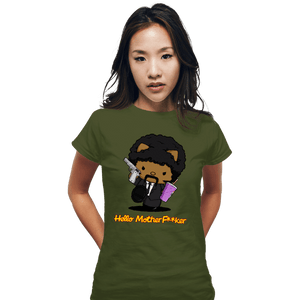Daily_Deal_Shirts Fitted Shirts, Woman / Small / Military Green Kitty Fiction