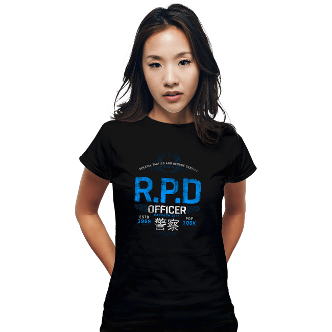 Shirts Fitted Shirts, Woman / Small / Black Raccoon Officer