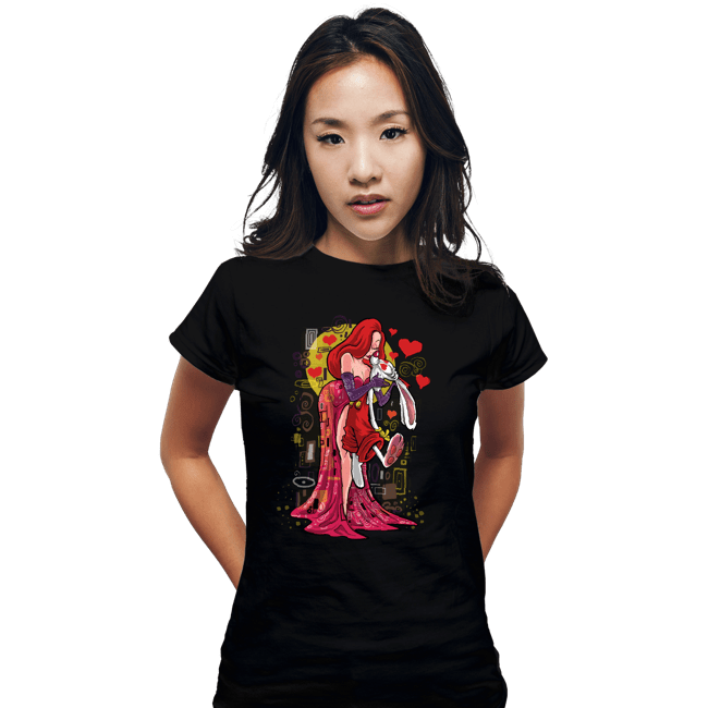 Daily_Deal_Shirts Fitted Shirts, Woman / Small / Black Animated Kiss