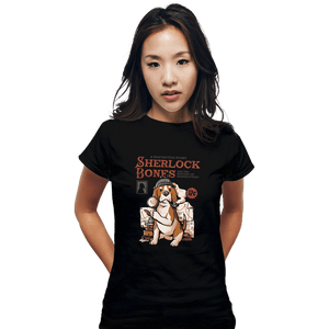 Daily_Deal_Shirts Fitted Shirts, Woman / Small / Black Sherlock Bones
