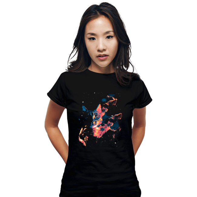 Daily_Deal_Shirts Fitted Shirts, Woman / Small / Black Cat Pillars Of Creation