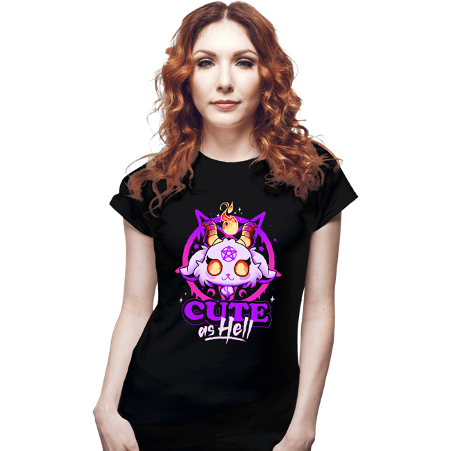 Daily_Deal_Shirts Fitted Shirts, Woman / Small / Black Cute As Hell Tee