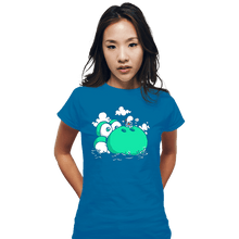 Load image into Gallery viewer, Shirts Fitted Shirts, Woman / Small / Sapphire Dino Island Baby
