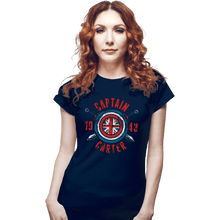 Load image into Gallery viewer, Shirts Fitted Shirts, Woman / Small / Navy Captain Carter
