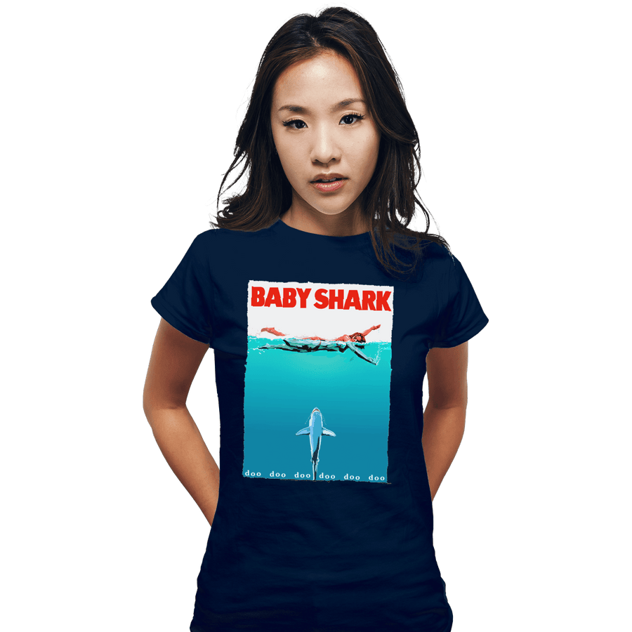 Shirts Fitted Shirts, Woman / Small / Navy Baby Shark