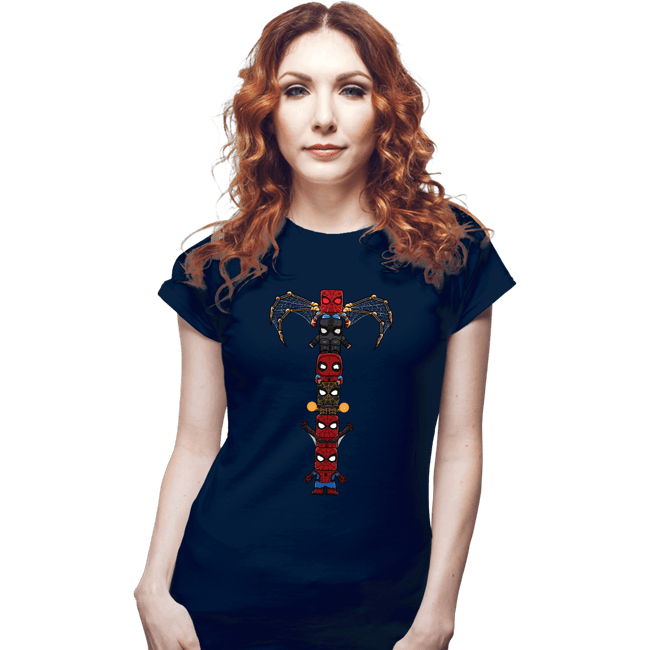 Daily_Deal_Shirts Fitted Shirts, Woman / Small / Navy Totem Of Spiders