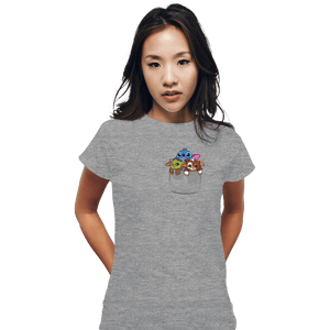 Shirts Fitted Shirts, Woman / Small / Sports Grey Kawaii Pocket