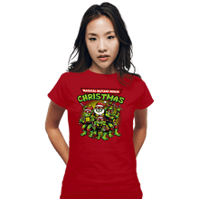 Load image into Gallery viewer, Daily_Deal_Shirts Fitted Shirts, Woman / Small / Red Christmas Ninjas
