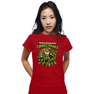 Daily_Deal_Shirts Fitted Shirts, Woman / Small / Red Christmas Ninjas