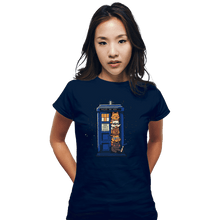 Load image into Gallery viewer, Daily_Deal_Shirts Fitted Shirts, Woman / Small / Navy Tardis Cats
