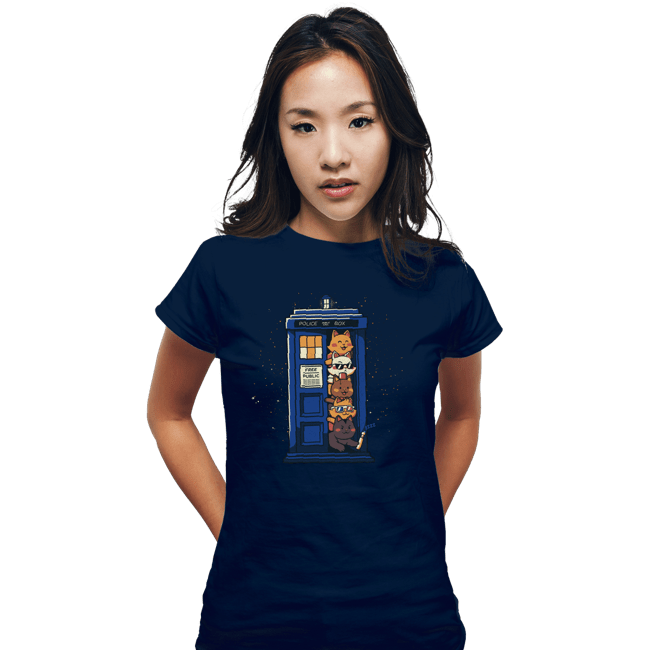 Daily_Deal_Shirts Fitted Shirts, Woman / Small / Navy Tardis Cats