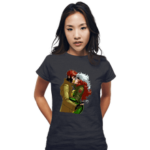Load image into Gallery viewer, Daily_Deal_Shirts Fitted Shirts, Woman / Small / Dark Heather Rogue And Gambit Kiss
