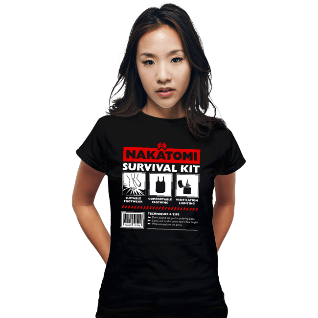 Daily_Deal_Shirts Fitted Shirts, Woman / Small / Black Nakatomi Survival Kit