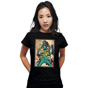 Daily_Deal_Shirts Fitted Shirts, Woman / Small / Black Green Ranger Woodblock