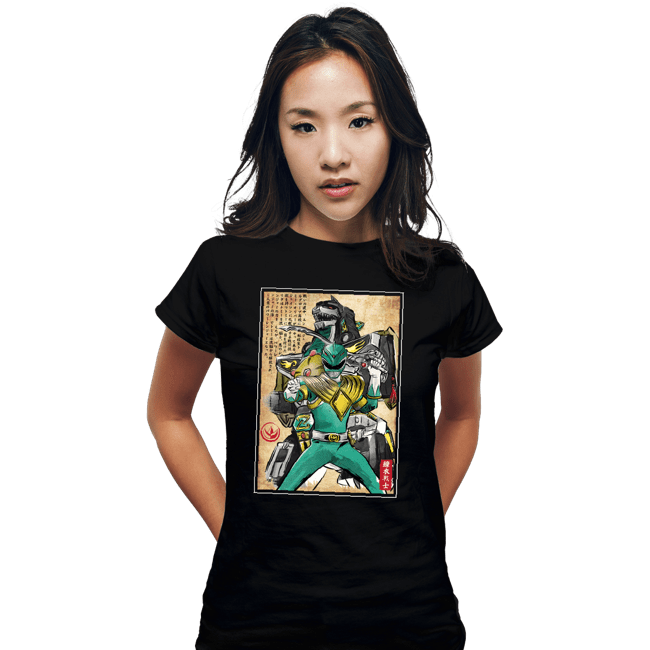 Daily_Deal_Shirts Fitted Shirts, Woman / Small / Black Green Ranger Woodblock