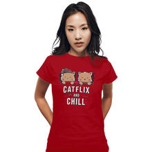 Load image into Gallery viewer, Shirts Fitted Shirts, Woman / Small / Red Catflix And Chill

