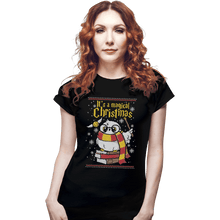 Load image into Gallery viewer, Shirts Fitted Shirts, Woman / Small / Black Owl Magic Christmas
