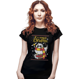 Shirts Fitted Shirts, Woman / Small / Black Owl Magic Christmas