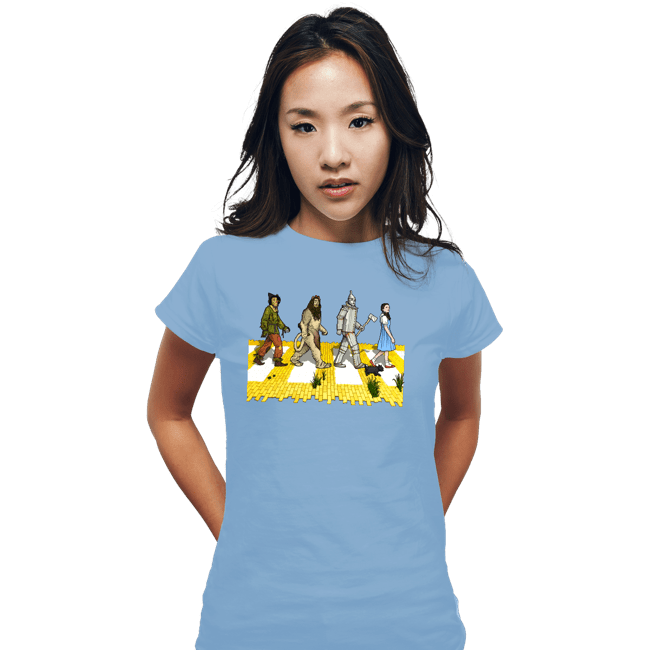 Daily_Deal_Shirts Fitted Shirts, Woman / Small / Powder Blue Yellow Brick Crossing
