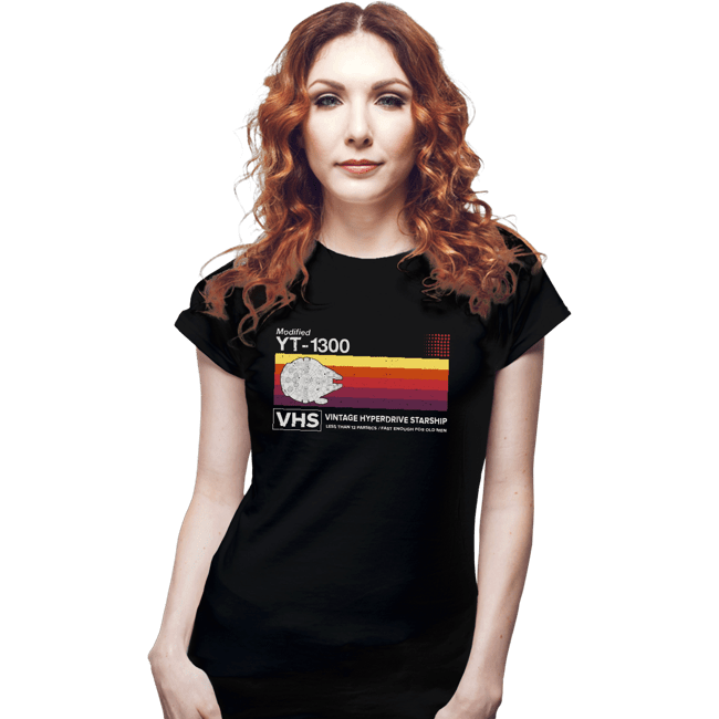 Daily_Deal_Shirts Fitted Shirts, Woman / Small / Black Vintage Hyperdrive Starship