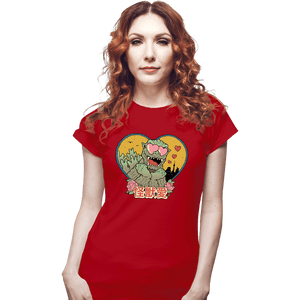 Daily_Deal_Shirts Fitted Shirts, Woman / Small / Red Kaiju Love