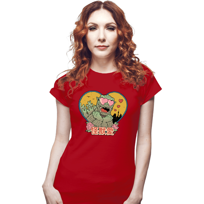 Daily_Deal_Shirts Fitted Shirts, Woman / Small / Red Kaiju Love