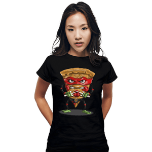 Shirts Fitted Shirts, Woman / Small / Black Ninja Pizza