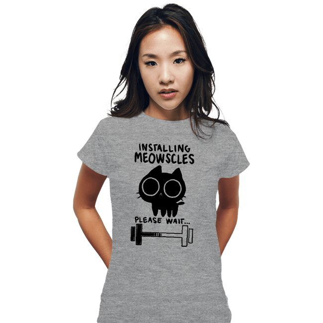 Secret_Shirts Fitted Shirts, Woman / Small / Sports Grey Installing Meowscles