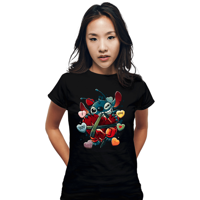 Daily_Deal_Shirts Fitted Shirts, Woman / Small / Black Experiment Valentine