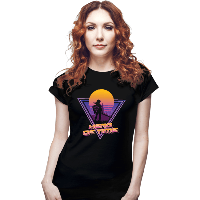 Daily_Deal_Shirts Fitted Shirts, Woman / Small / Black Neon Hero Of Time