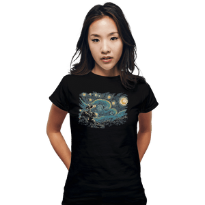 Shirts Fitted Shirts, Woman / Small / Black Starry Robot